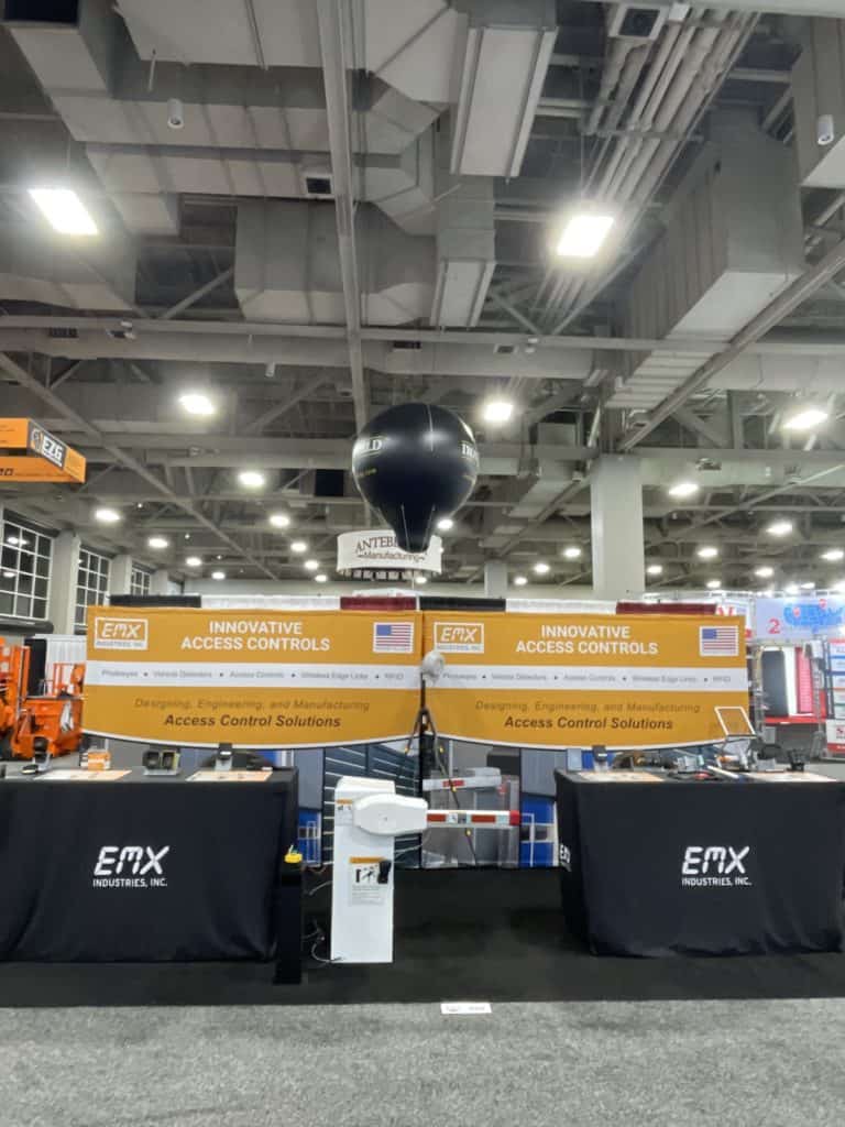 access control components, closeup of EMX at a conference